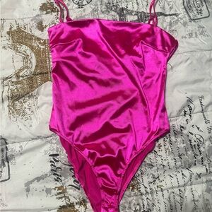 4SI3NNA Hot Pink Satin Bodysuit